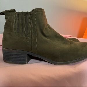 Olive Green Madden Girl Distressed Suede Ankle Boots